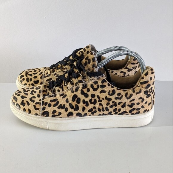 Coconuts by Matisse Calf Hair Leopard Print Lace Up Sneakers Shoes - Picture 2 of 6